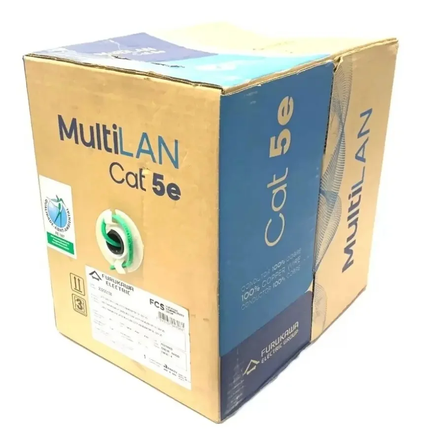 Cabo u/utp vd cm cat.5e lszh caixa c/305m multilan 24awgx4p
