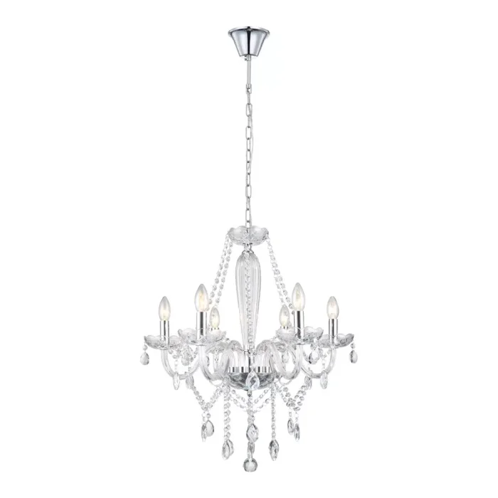 Lustres 40w 06 lamp e27 transparente 06 brac c/ cristais maria teresa