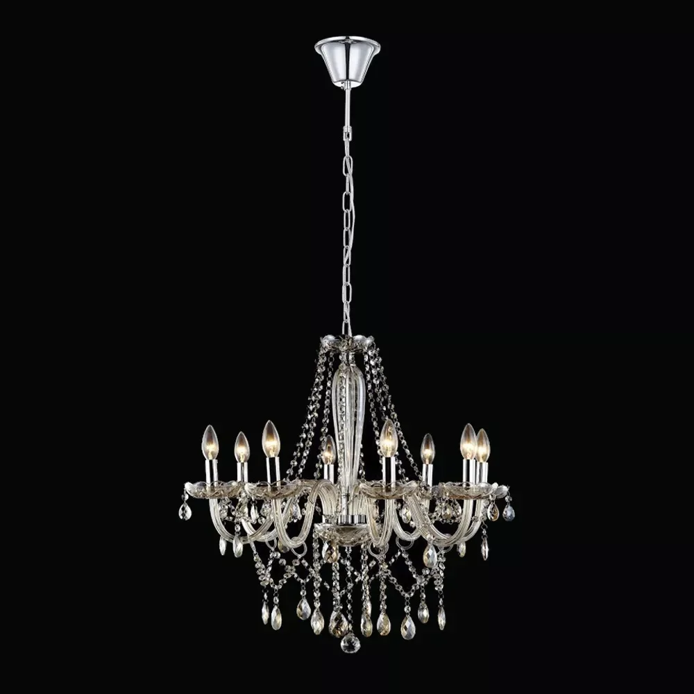 Lustres 40w 08 lamp e27 transparente 08 brac c/ cristais maria teresa