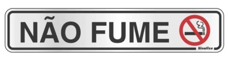 Placa de sinalizacao aluminio nao fume 5x25