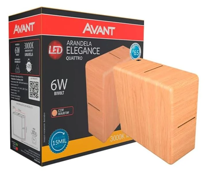 Arandela led 6w 3000k marfim 240lm ip65 elegance quattro