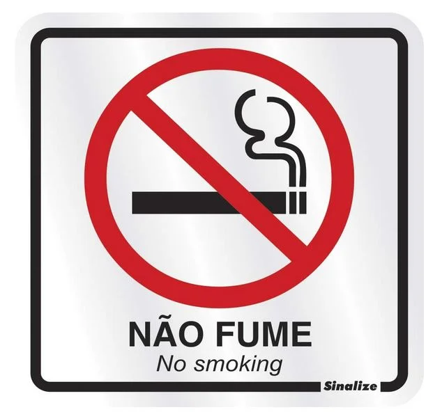 Placa de sinalizacao aluminio proibido fumar 15x15cm