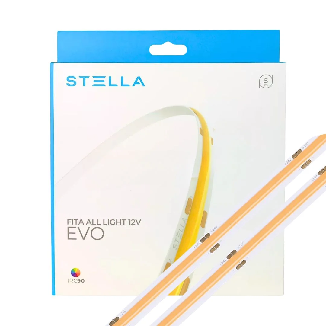 Fita led all light evo 3000k 12v ip20 7w/m 500lm/m rolo c/ 5 metros